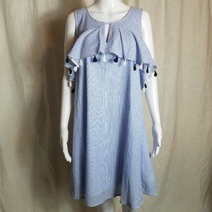 Copper key striped tassel a line dress